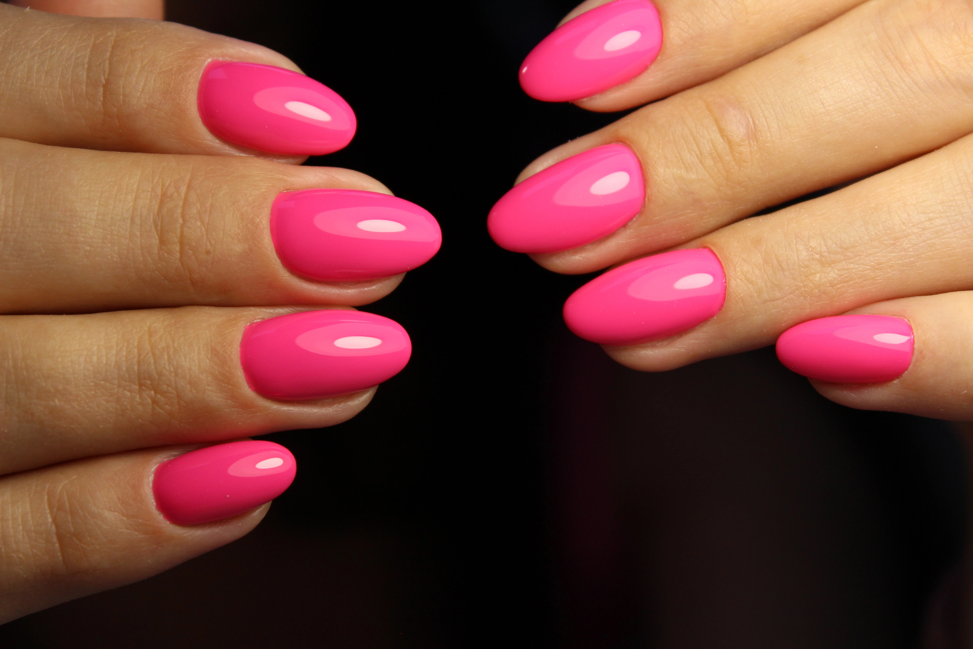 Editorial chrome and pink nail art